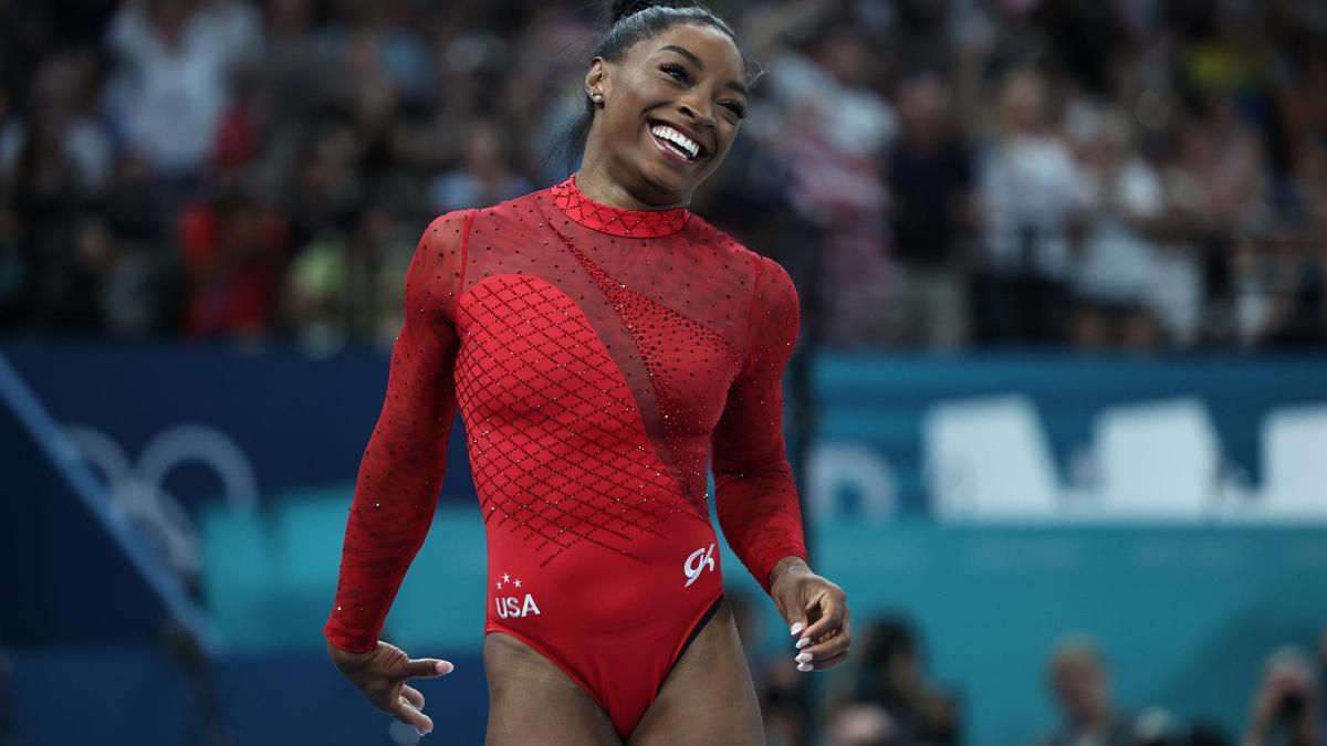 Simone Biles, en la final de salto.