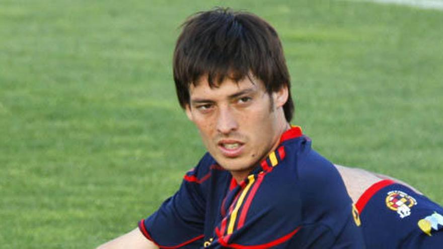 David Silva, ayer, durante la sesión física en Las Rozas.