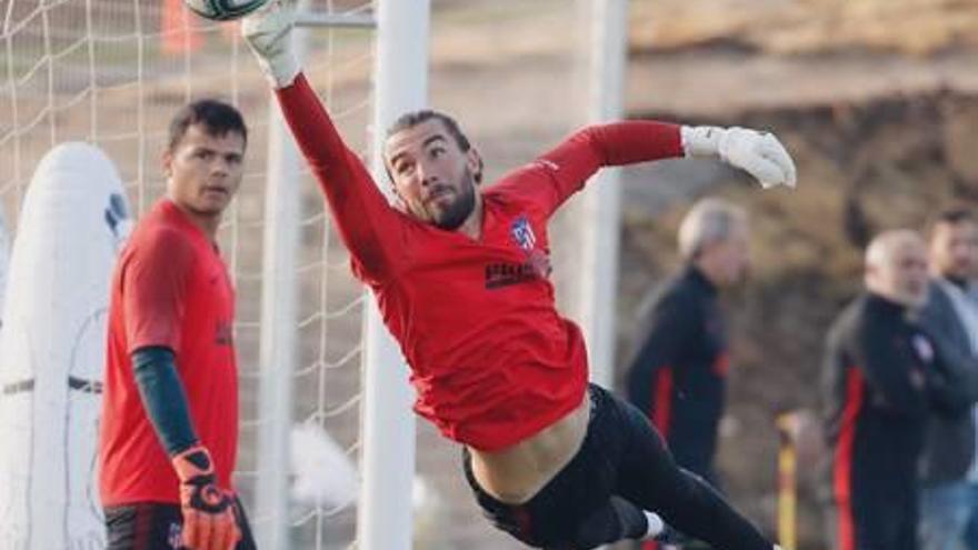 Miguel San Román, la pasada semana con el primer equipo del Atlético a las órdenes de Simeone.