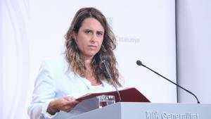 La portavoz del Govern, Patrícia Plaja, este martes en rueda de prensa.