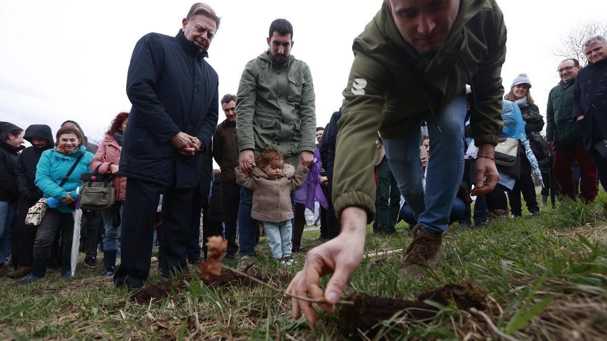 La Fundación Vinjoy participa en una plantación de árboles para regenerar el monte tras los incendios del pasado marzo