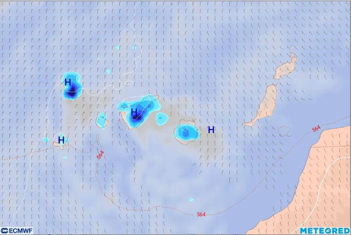 Mapa con la predicción del tiempo para este martes.