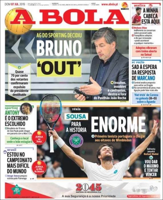 Portada A BOLA domingo 7 julio 2019