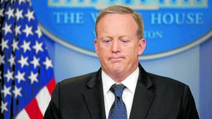 Sean Spicer, durant la darrera roda de premsa amb els mitjans