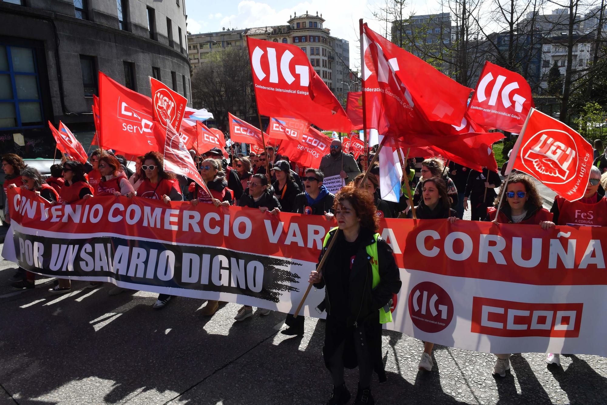 Manifestación de trabajadores del comercio en A Coruña