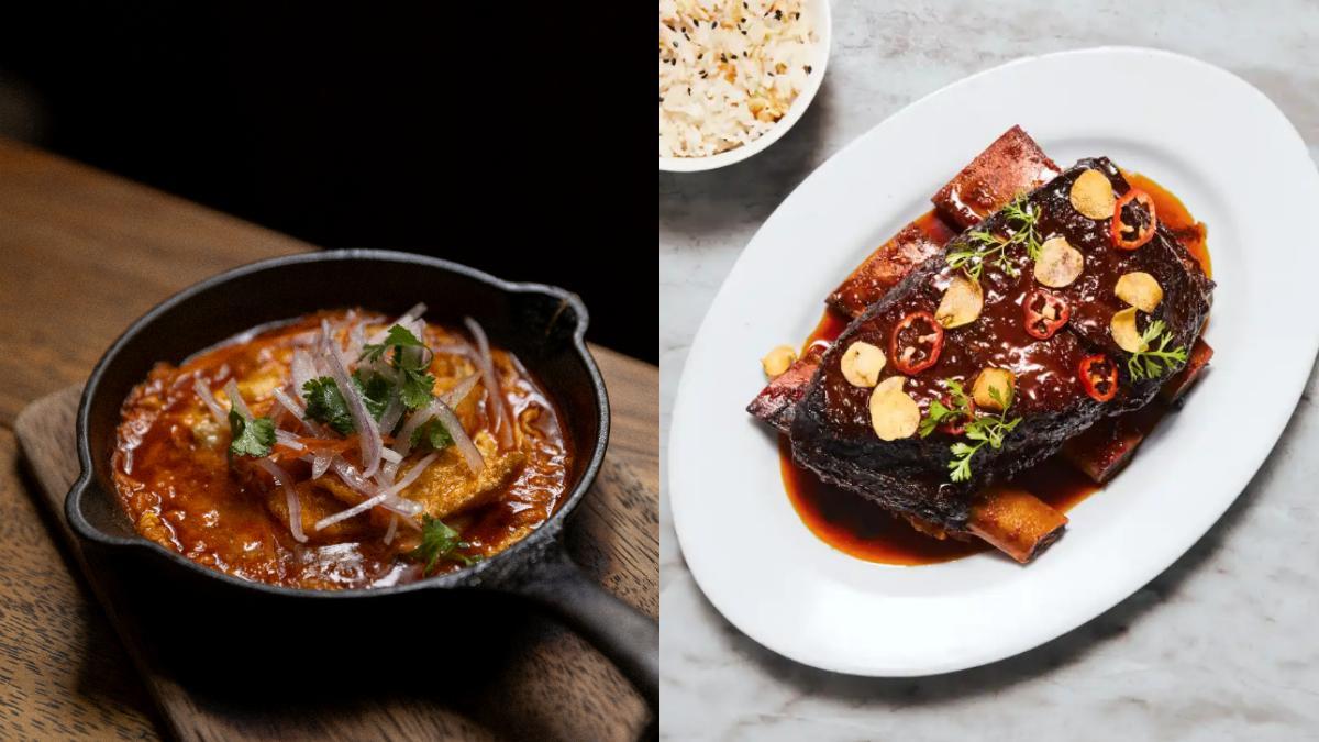 El asado de tira y la tortilla vaga con escabeche sichuan, dos de los platos que mejor explican el cruce entre raíces peruanas, guiños españoles y técnica contemporánea en esta colaboración