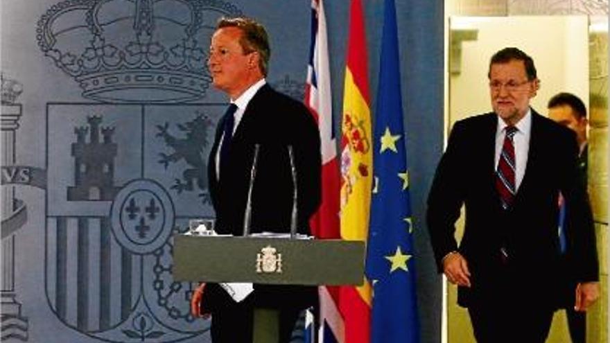 Mariano Rajoy i David Cameron van comparèixer ahir a La Moncloa després d&#039;una trobada.