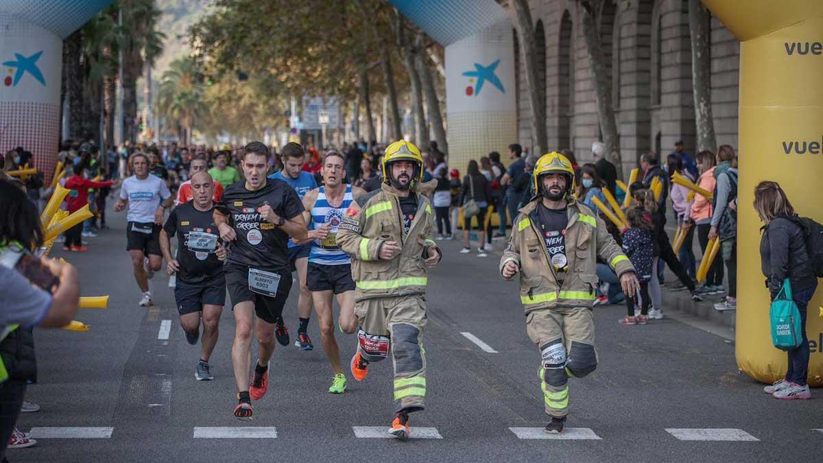 Llegada de la Cursa de Bombers de Barcelona.