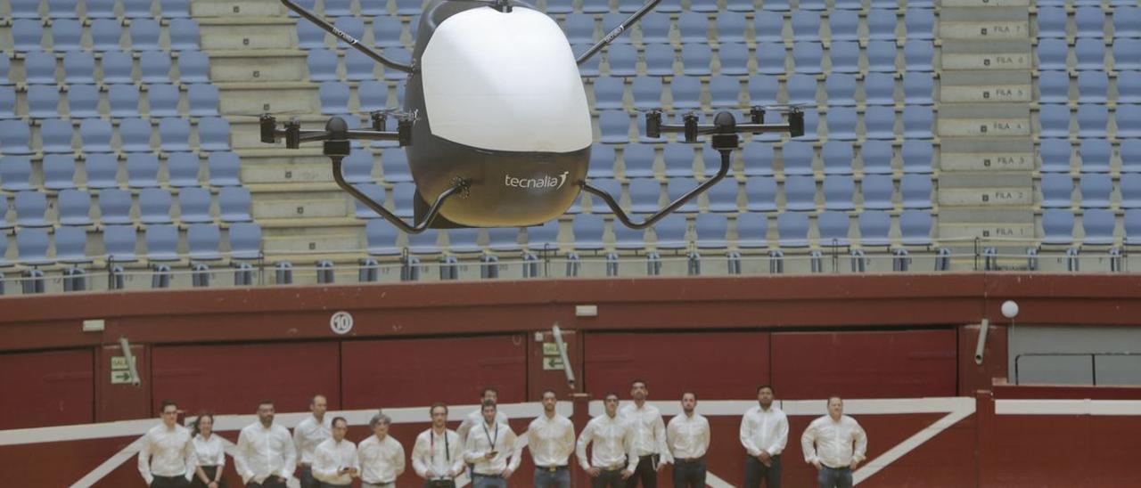 Presentación del prototipo de aerotaxi en la plaza de toros de San Sebastián, en 2019.