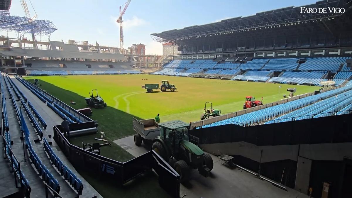 El Celta inicia el reemplazo del césped de Balaídos