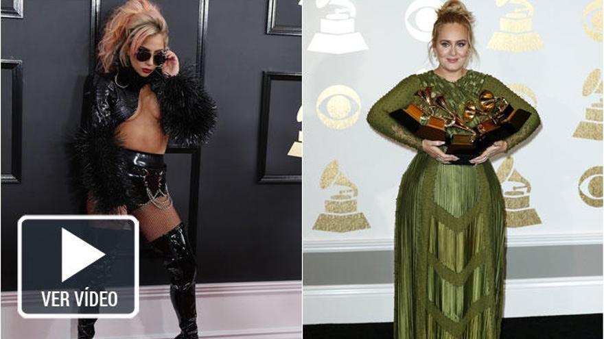 Lady Gaga y Adele brillan en la alfombra de los Grammy