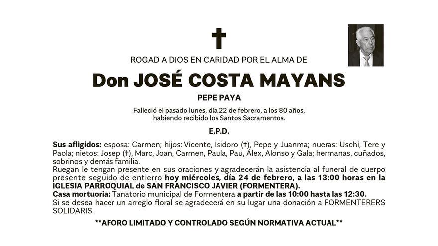 Esquela José Costa Mayans