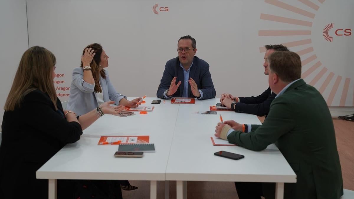 Primera reunión del nuevo Comité Autonómico de Ciudadanos Aragón, este lunes.