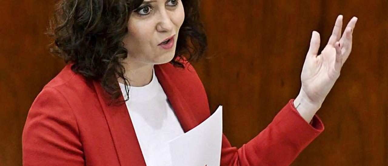 Isabel Díaz Ayuso, el jueves en la Asamblea de Madrid.