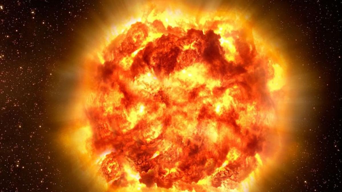 Recreación artística de una explosión de supernova de tipo II. Los rayos gamma y la radiación ionizante que producen estos eventos extremos son peligrosos para la vida.