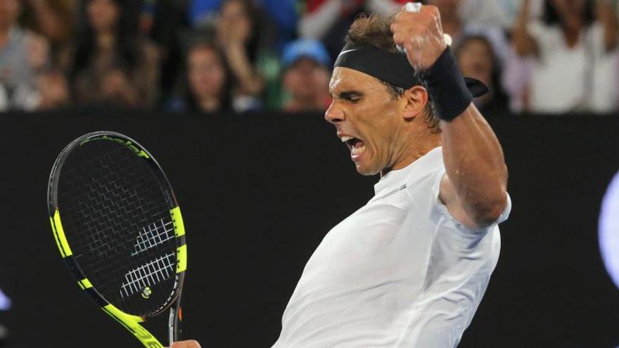 Rafa Nadal, exultante tras vencer a Baghdatis.