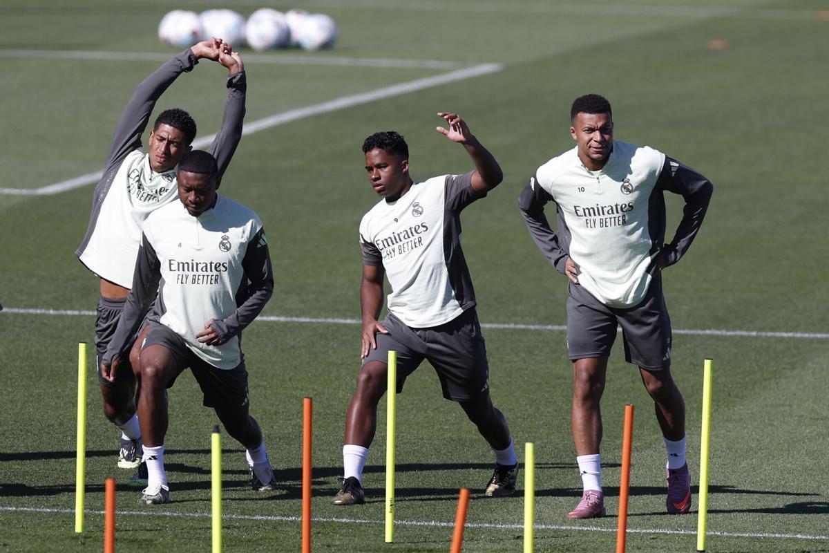 David Alaba, en un entrenamiento con el Real Madrid
