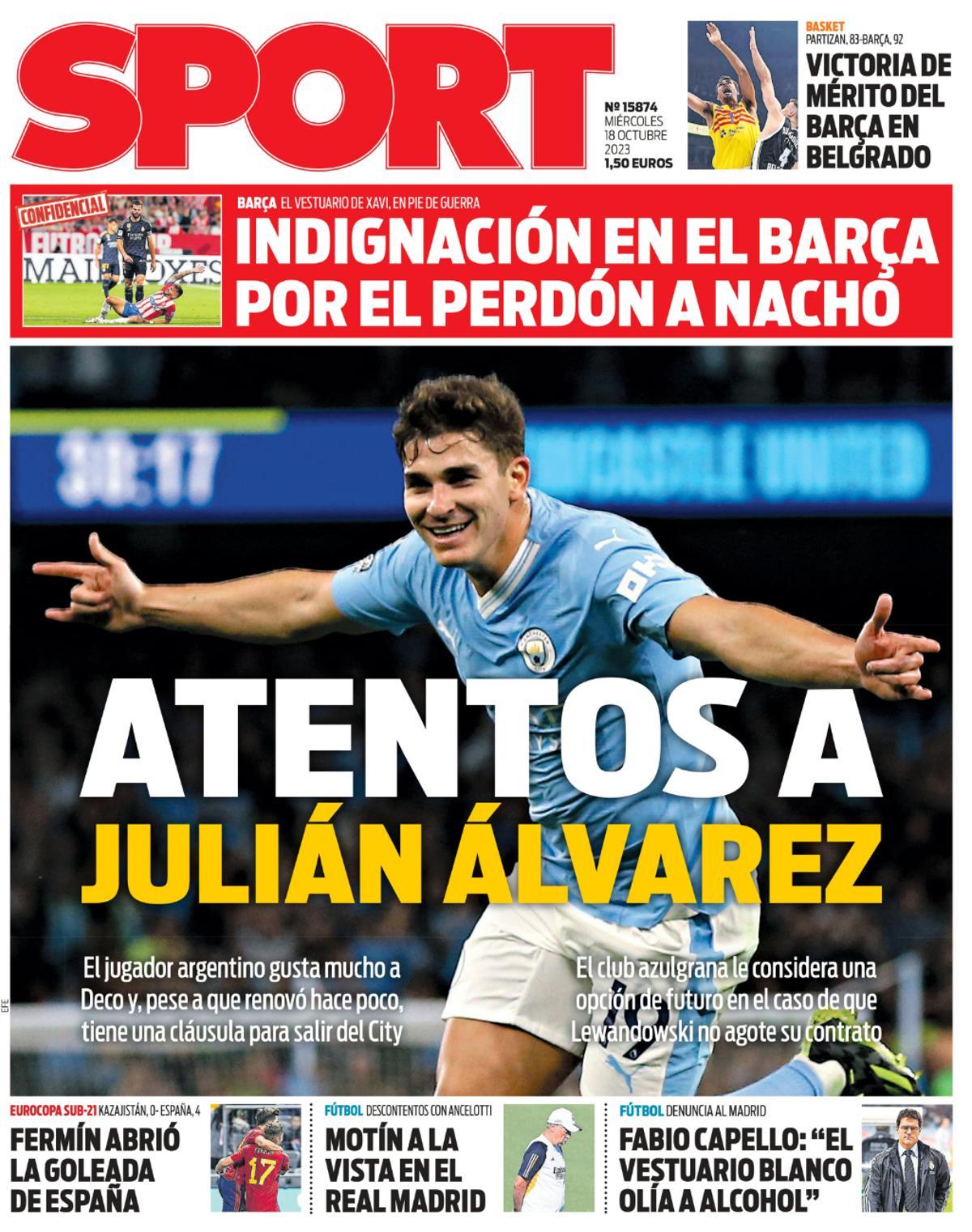 Esta es la portada de SPORT de hoy