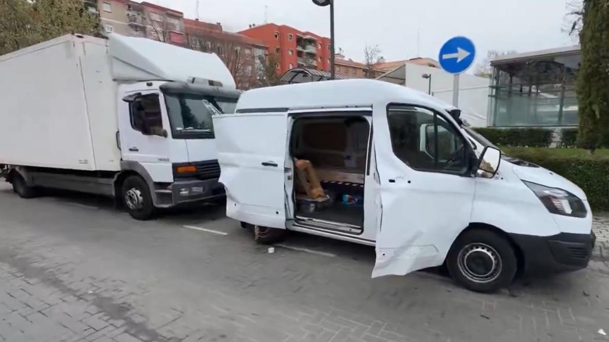 Furgoneta en la que ocurrió la explosión en Móstoles.