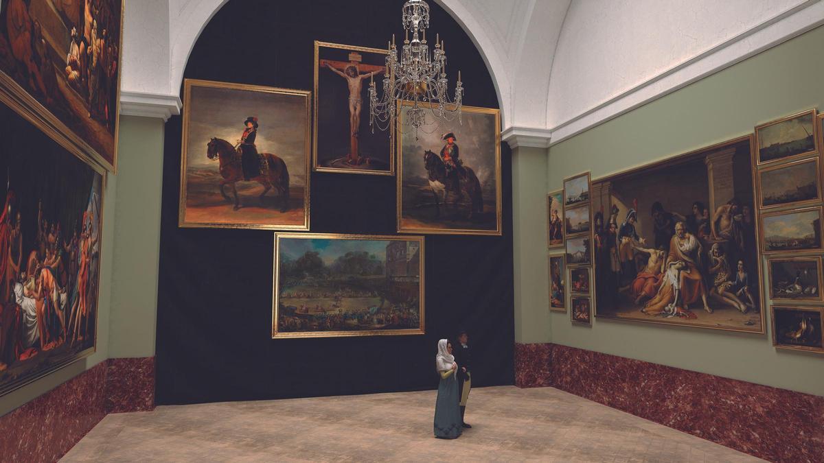 Recreación del 'salón tercero' del Museo del Prado en 1819.