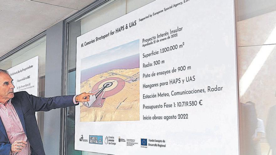 Presentación del  futuro estratopuerto de Fuerteventura para el lanzamiento de pseudosatélites.