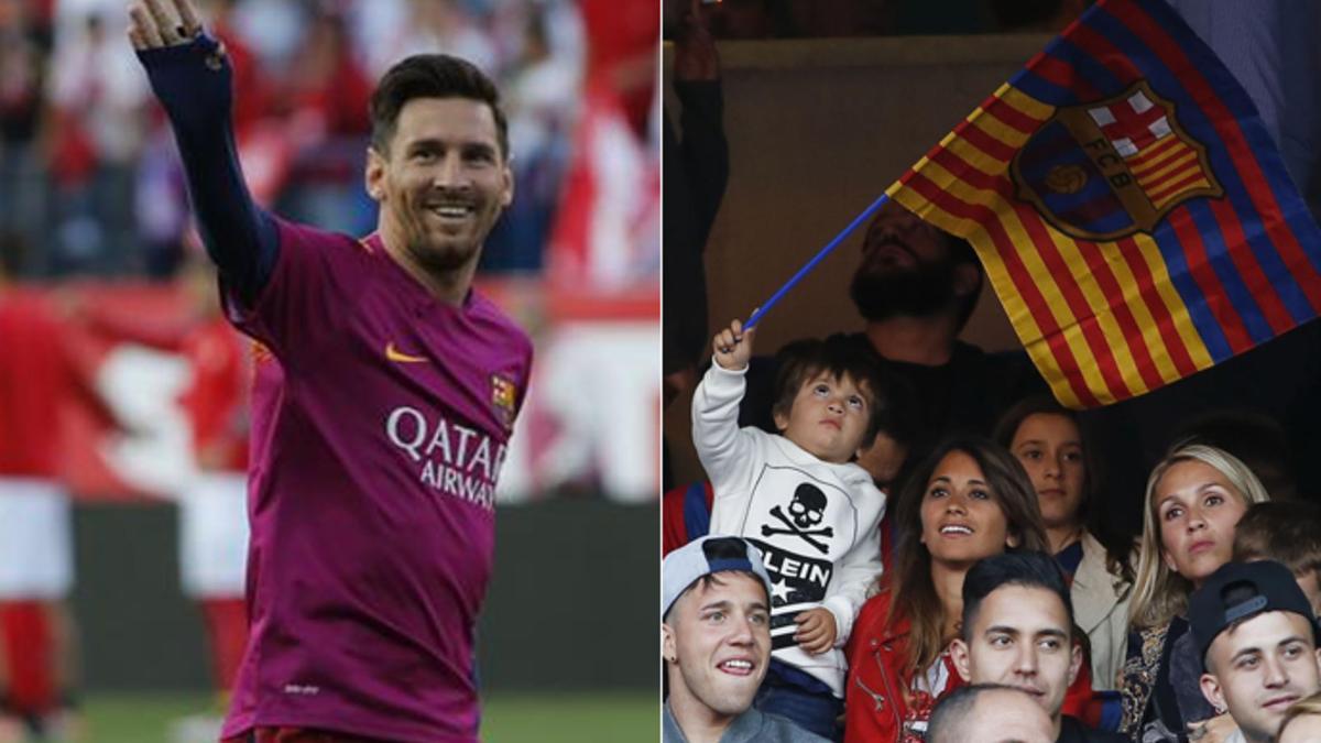 Messi saluda a su familia