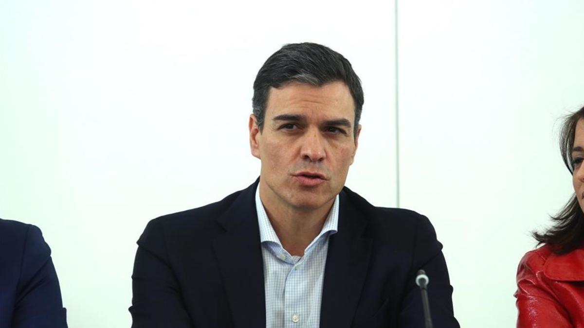 El líder del PSOE, Pedro Sánchez, el viernes en la sede del partido.