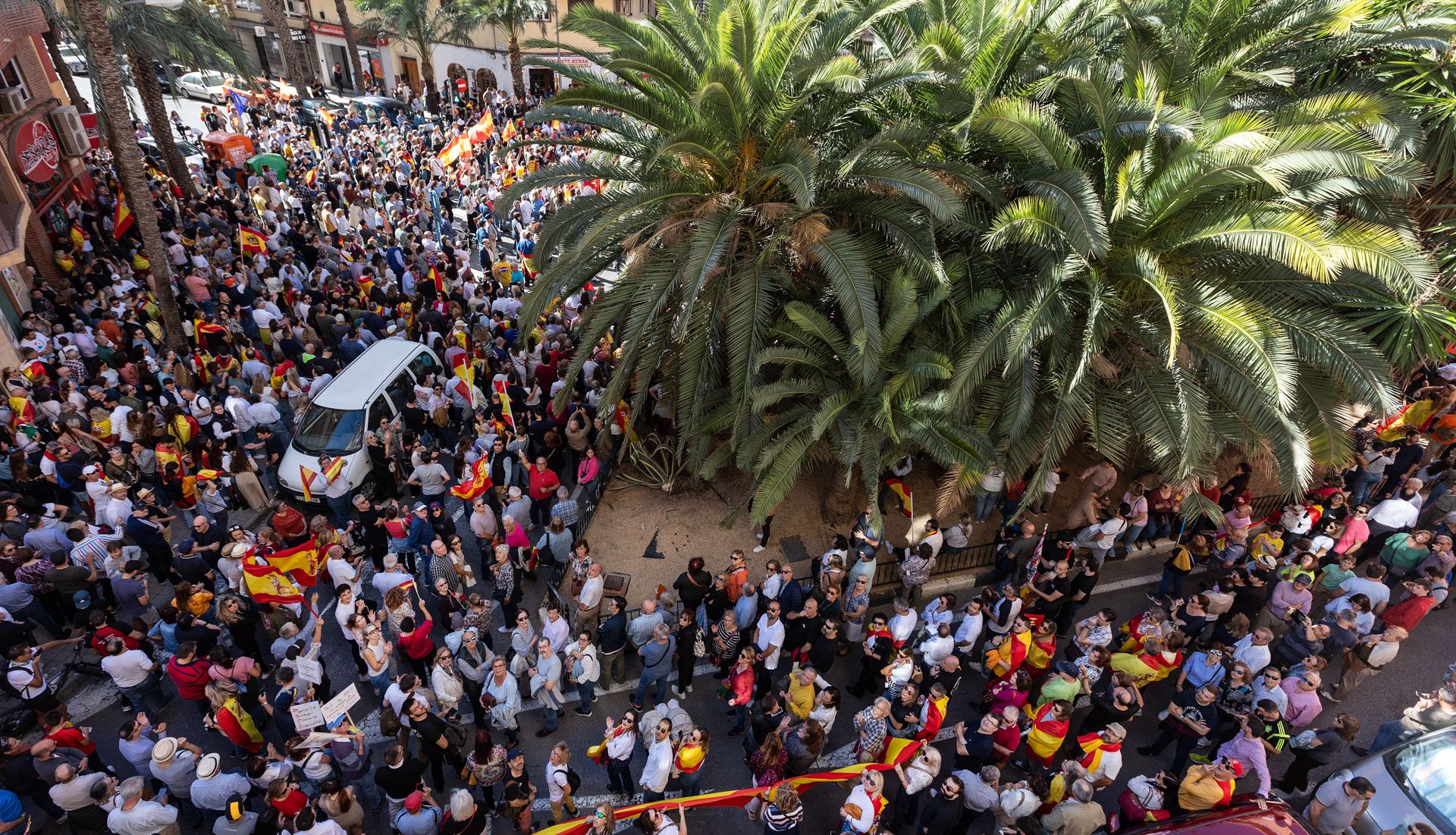 Multitudinaria protesta frente a la sede del PSPV-PSOE en Alicante
