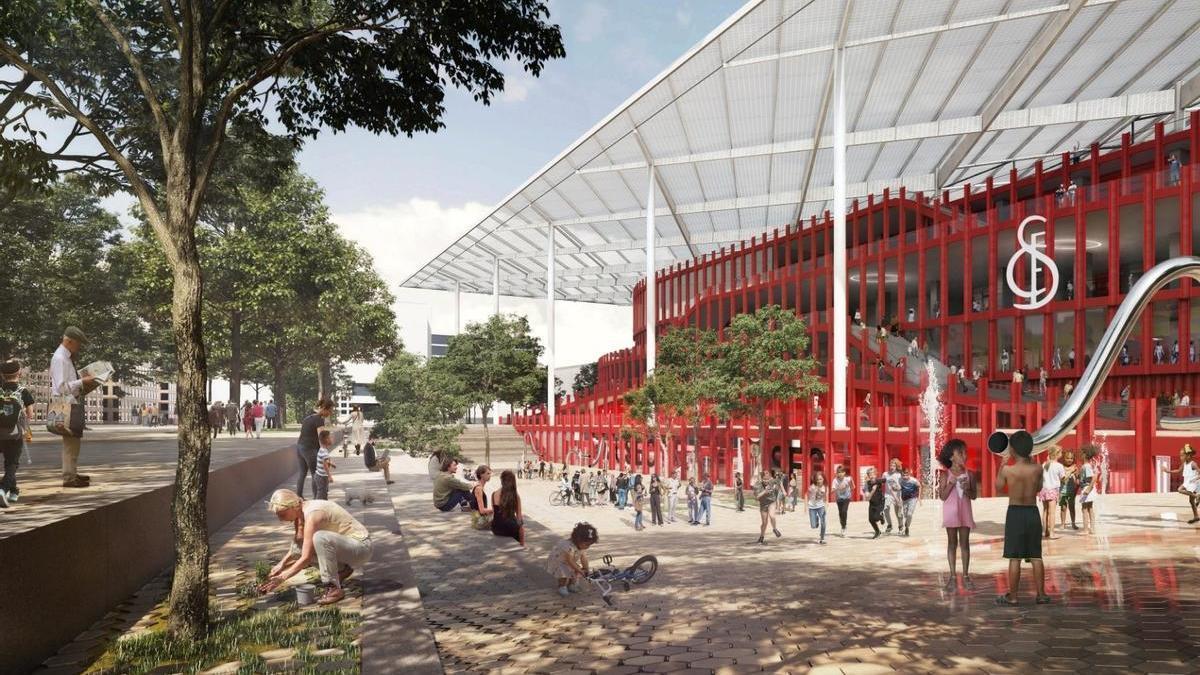 Recreación del exterior del futuro estadio del Sevilla FC, el nuevo Ramón Sánchez-Pizjuán