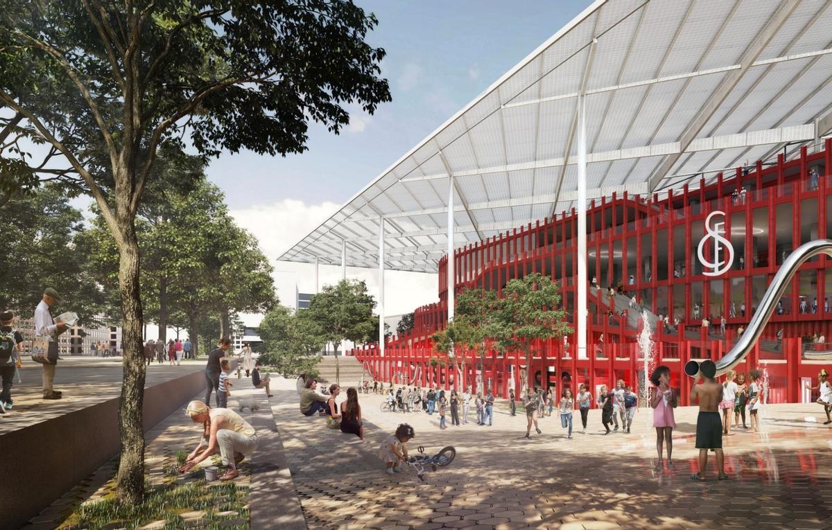 Recreación del exterior del futuro estadio del Sevilla FC, el nuevo Ramón Sánchez-Pizjuán