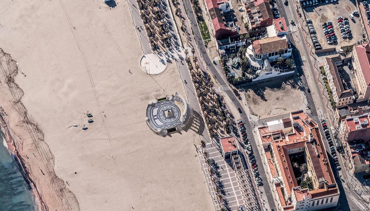 Plano de ubicación del monumento a Sorolla reconstruido en la playa del Cabanyal