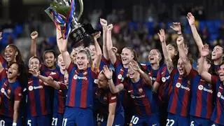 El Barça celebra su título de Liga pese al desplante de Laporta y Rocha