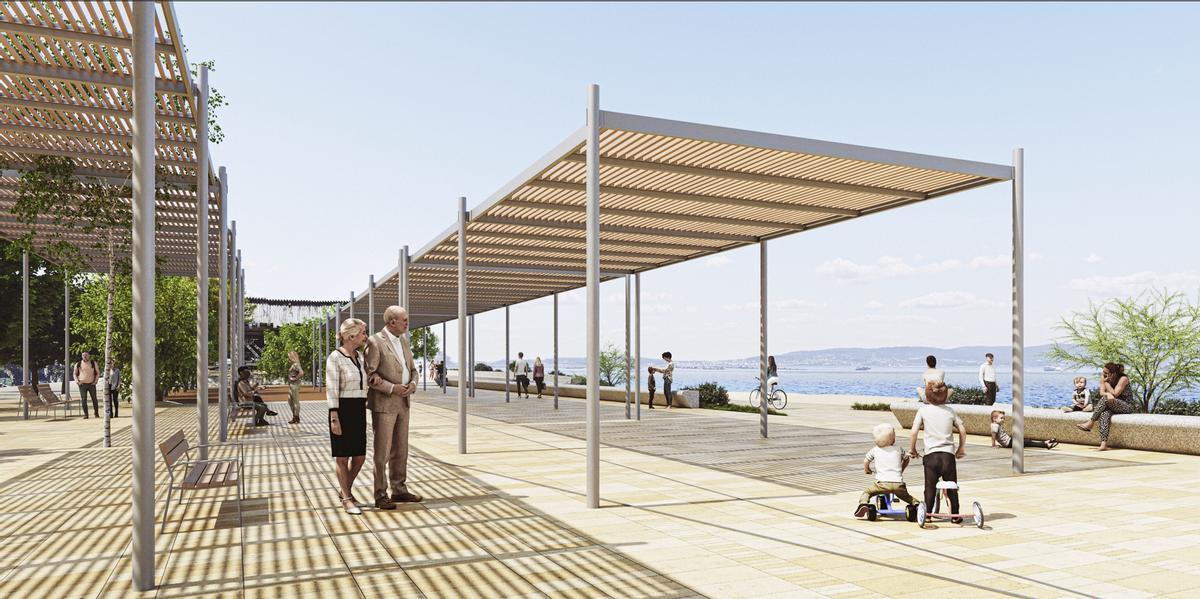 Las pérgolas en las inmediaciones del astillero.