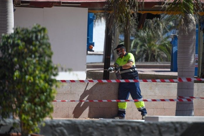 Derribo edificaciones en el Parque Europa de Maspalomas