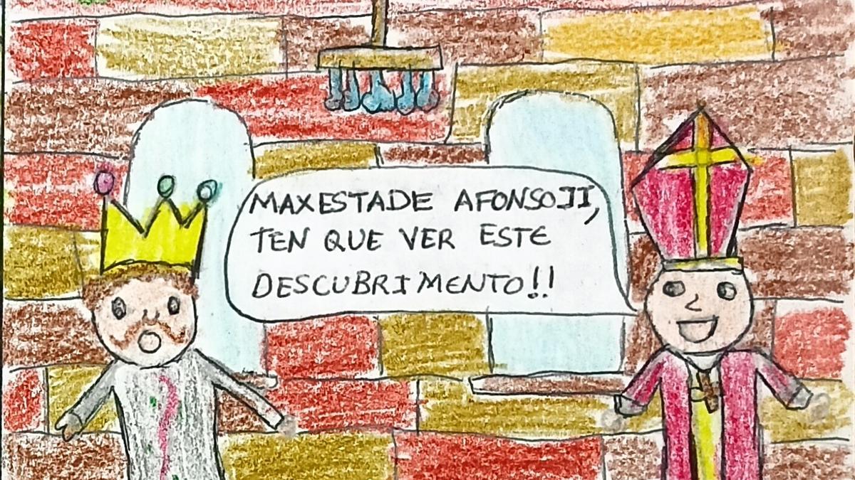 Primeira viñeta do cómic de Xulia Rosalía Domínguez González para Escola en Camiño.