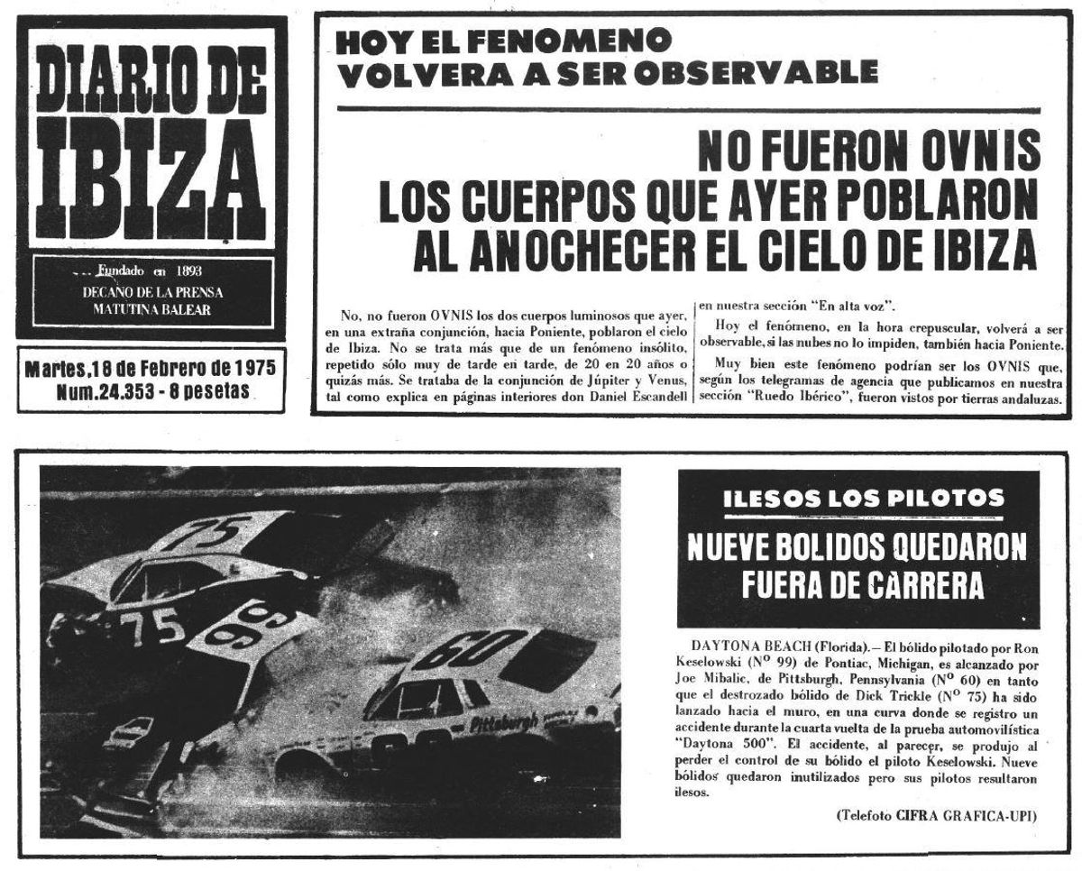 Cabecera de Diario de Ibiza del 18 de febrero de 1975