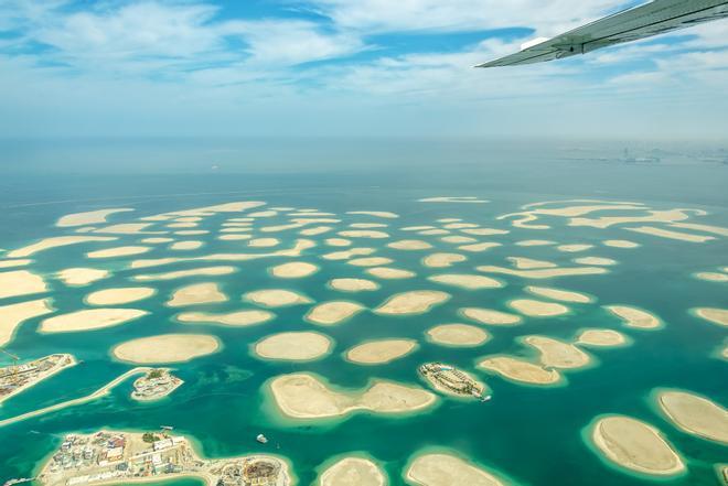 Vista desde un avión de las Islas del Mundo