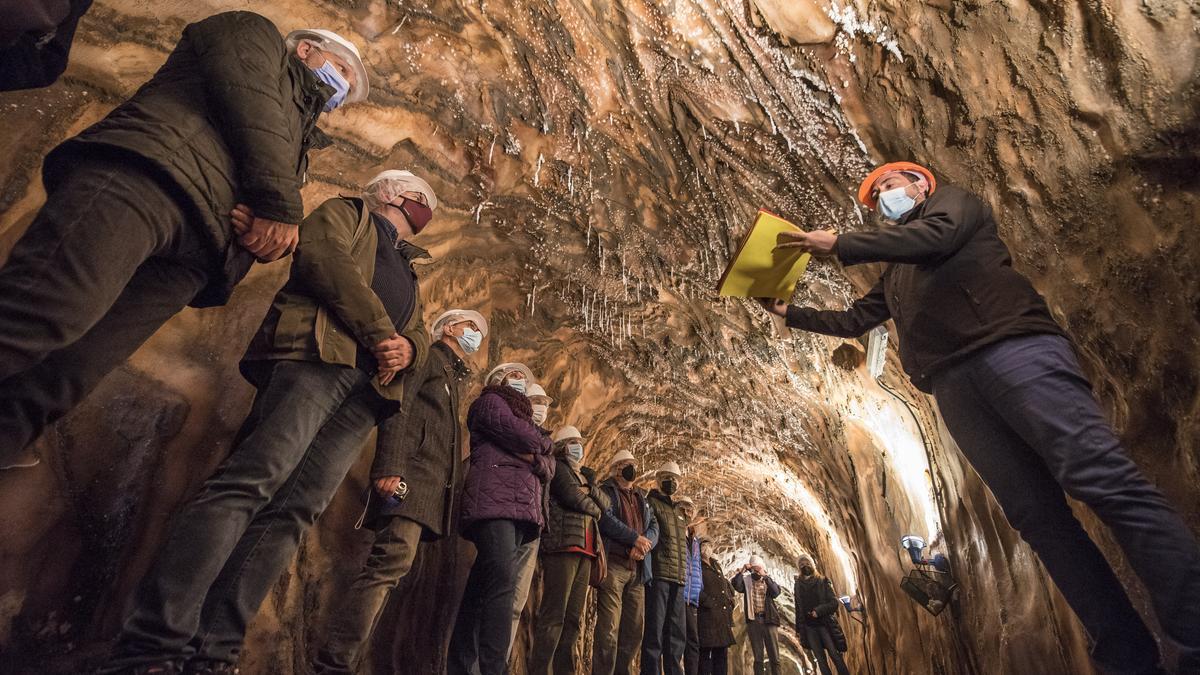 Un grup de visitants al Parc Cultural de la Muntanya de Sal de Cardona, el març de l’any passat