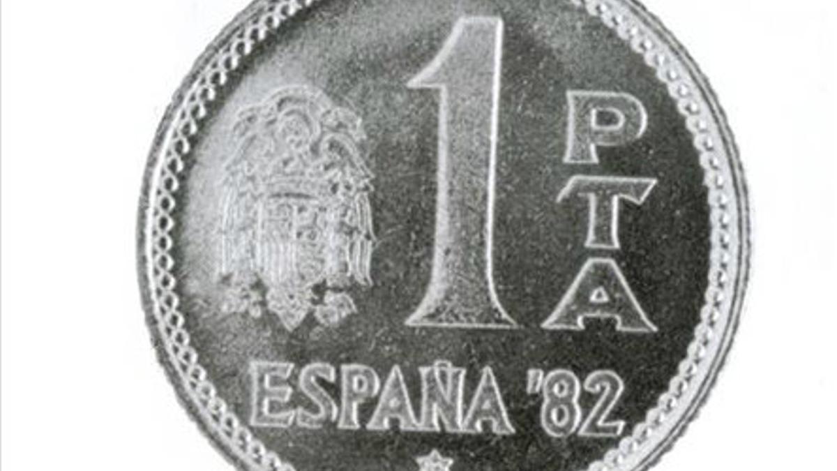 Una moneda de una peseta.