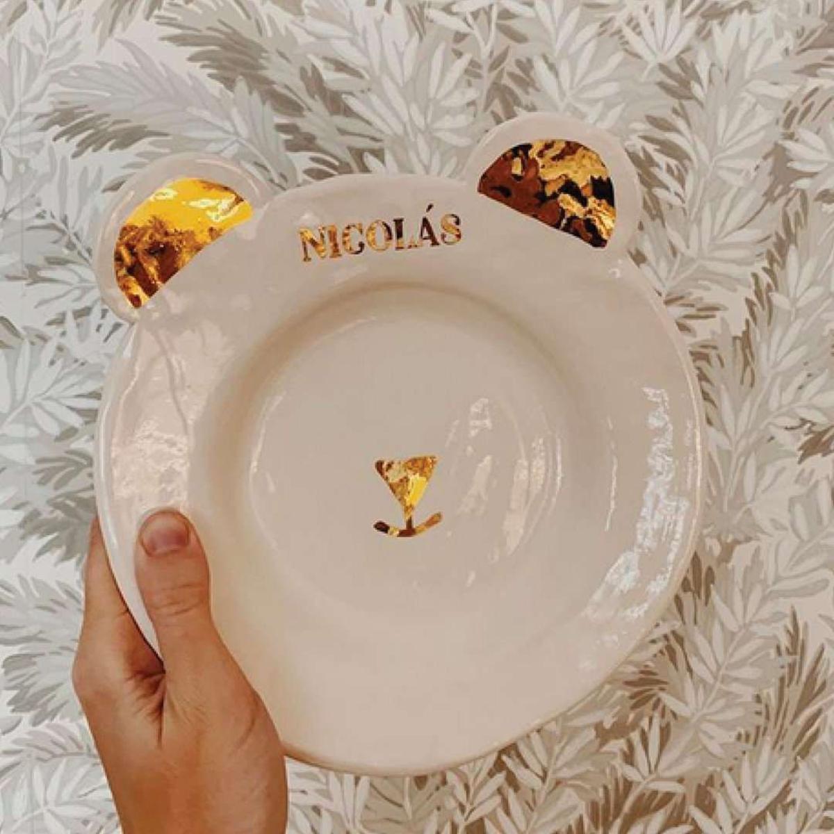 Plato y taza con forma de oso personalizados de Bonjour Cerámica