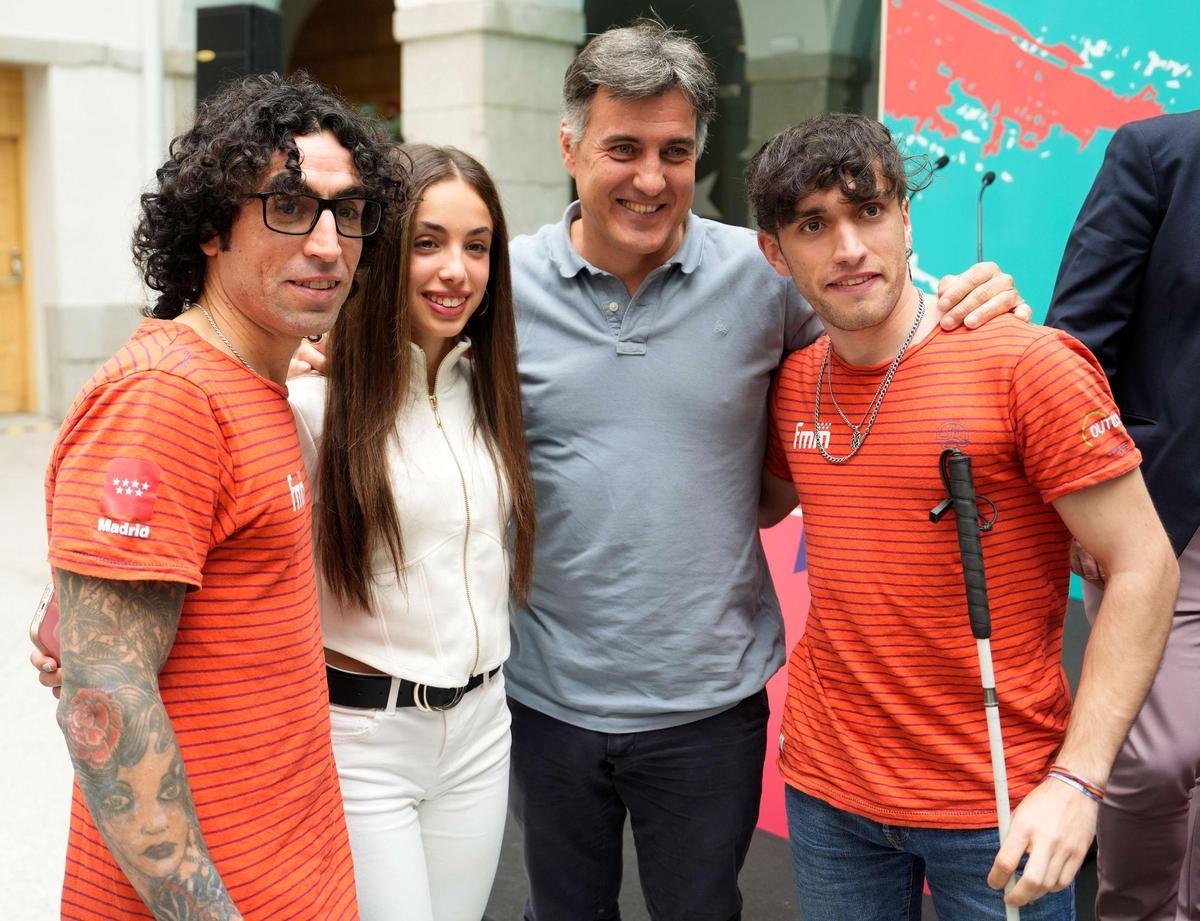 Iván Muñoz, campeón del mundo de Paraescalada; Geila Macià, seis veces campeona de Europa juvenil; Carlos Suárez, icono de la escalada extrema, y Guillermo Pelegrín, bronce en la Copa del Mundo 2023 con el equipo español de Paraescalada.