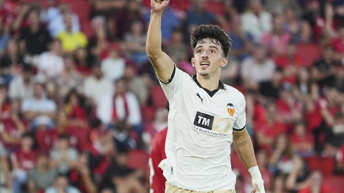 Diego López tras anotar ante el Mallorca en Son Moix