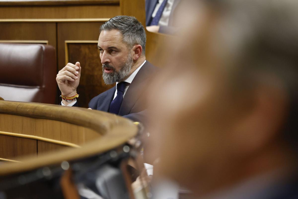MADRID, 11/02/2026.- El líder de VOX, Santiago Abascal durante el pleno del Congreso, este miércoles. EFE/Mariscal