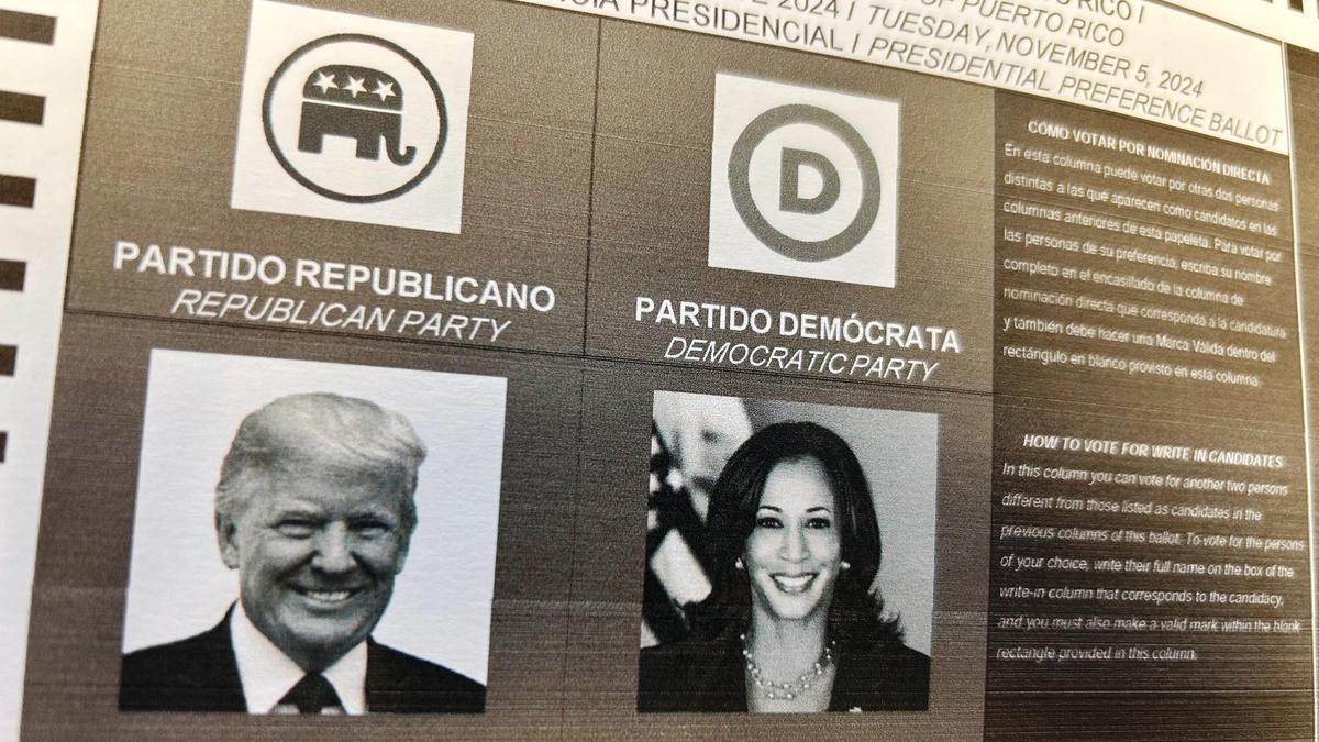 Papeleta de la consulta simbólica sobre las elecciones presidenciales de EEUU en Puerto Rico.