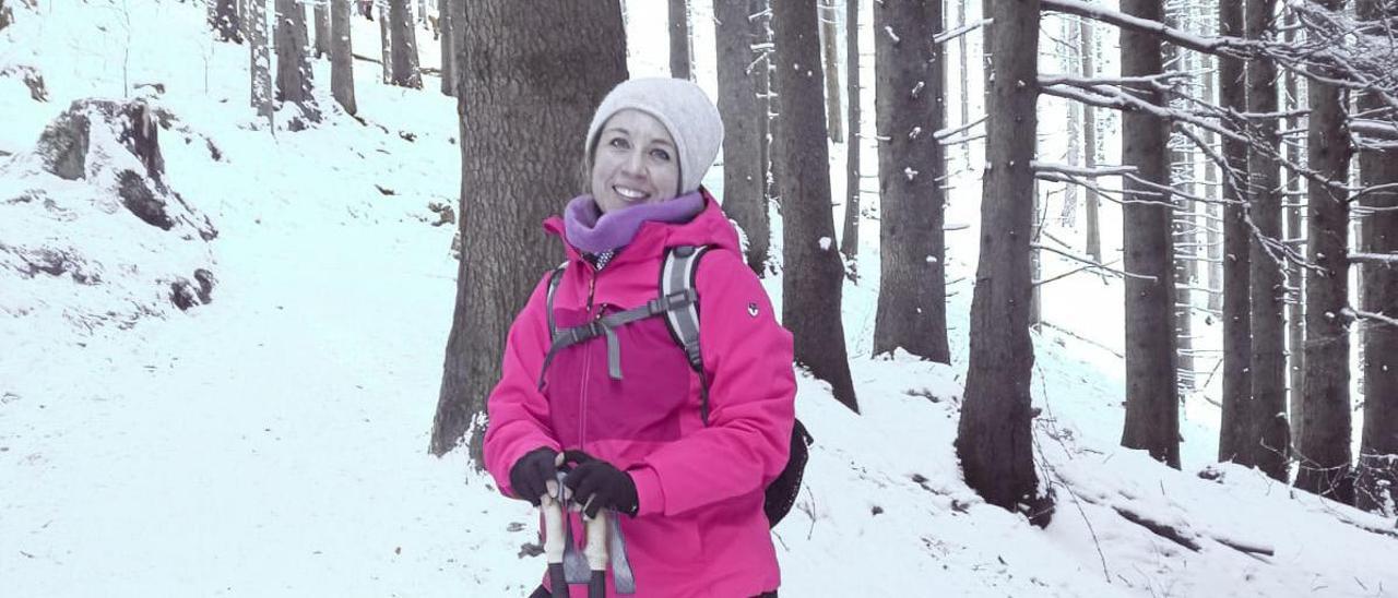 La ingeniera viguesa Noelia González, en febrero, en los Prealpes.