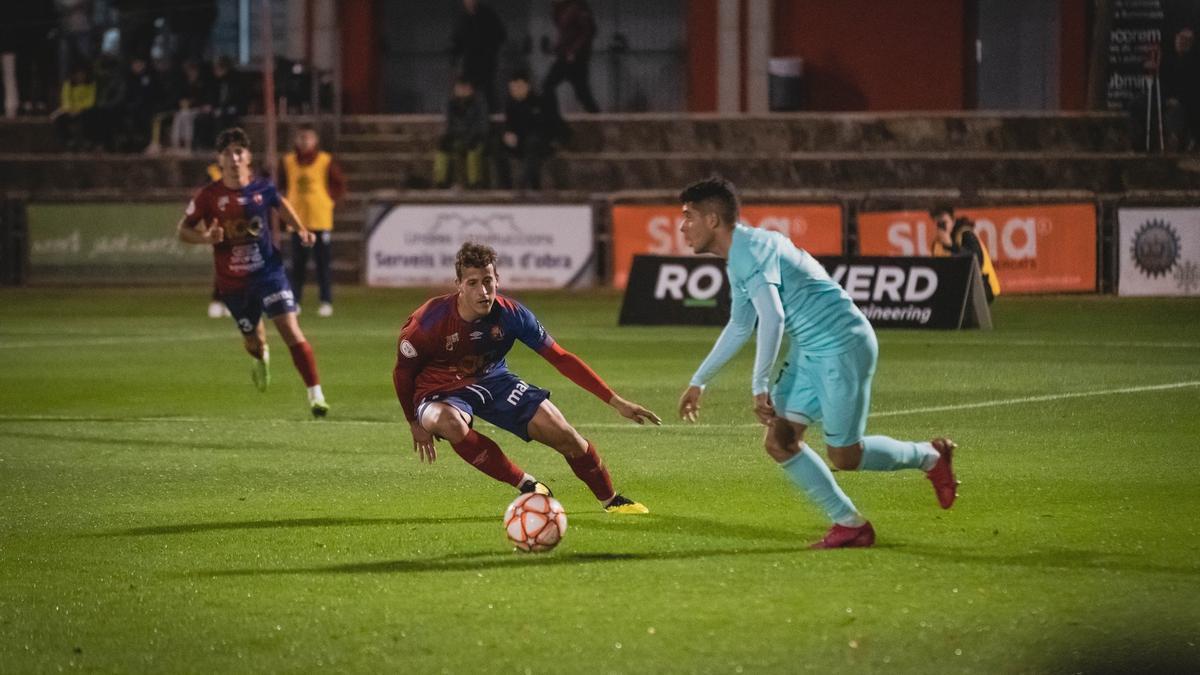 Una acció del partit d&#039;avui entre l&#039;Olot i l&#039;Andorra al Municipal.