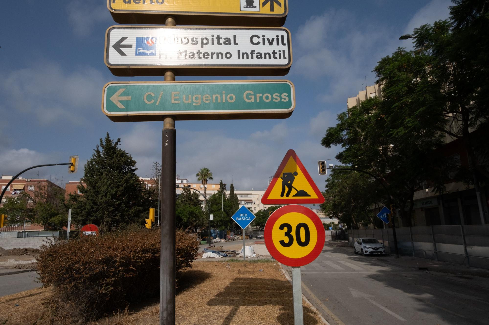 Obras de la prolongación del metro de Málaga hasta el Hospital Civil por la calle Hilera