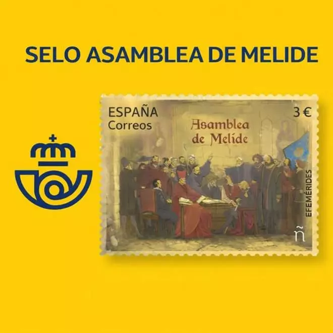 Melide homenaxea a súa historia cun selo postal conmemorativo