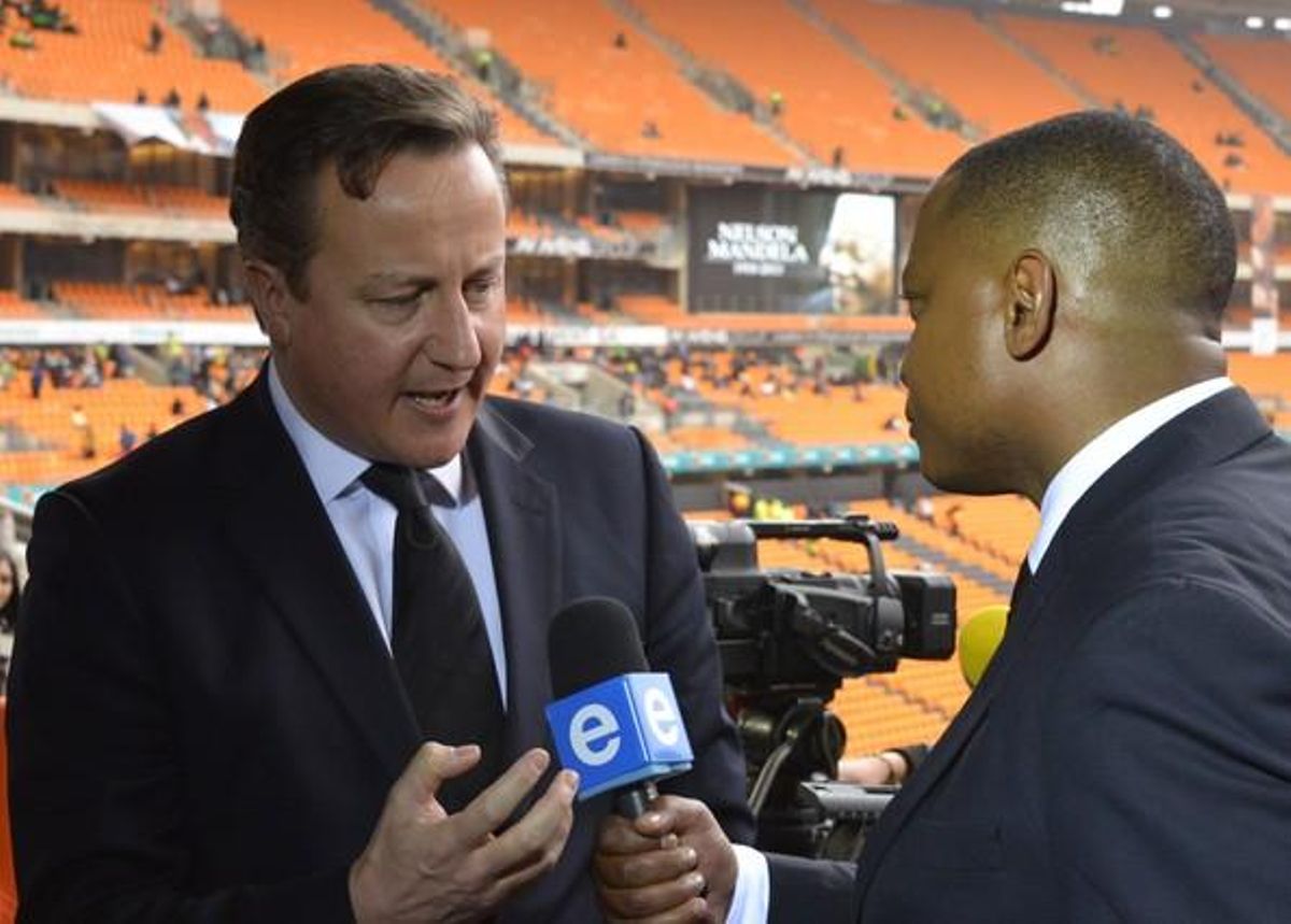 El primer ministre britànic, David Cameron, durant el funeral de Mandela.