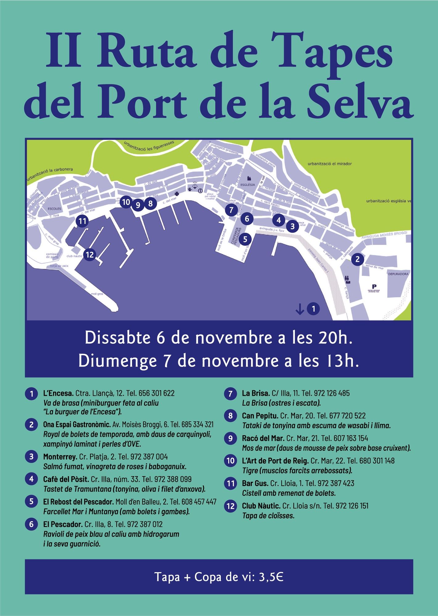 Cartell de la II Ruta de Tapes del Port de la Selva